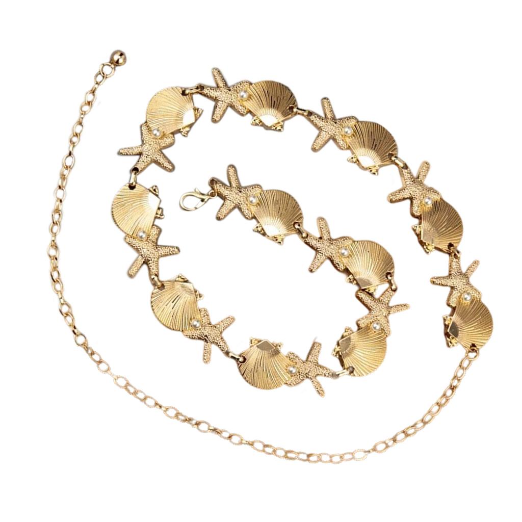 Metal Shell Starfish Waist Chain Adjustable Length Body Jewelry Gift for Fashion Forward Women And Ocean Lovers