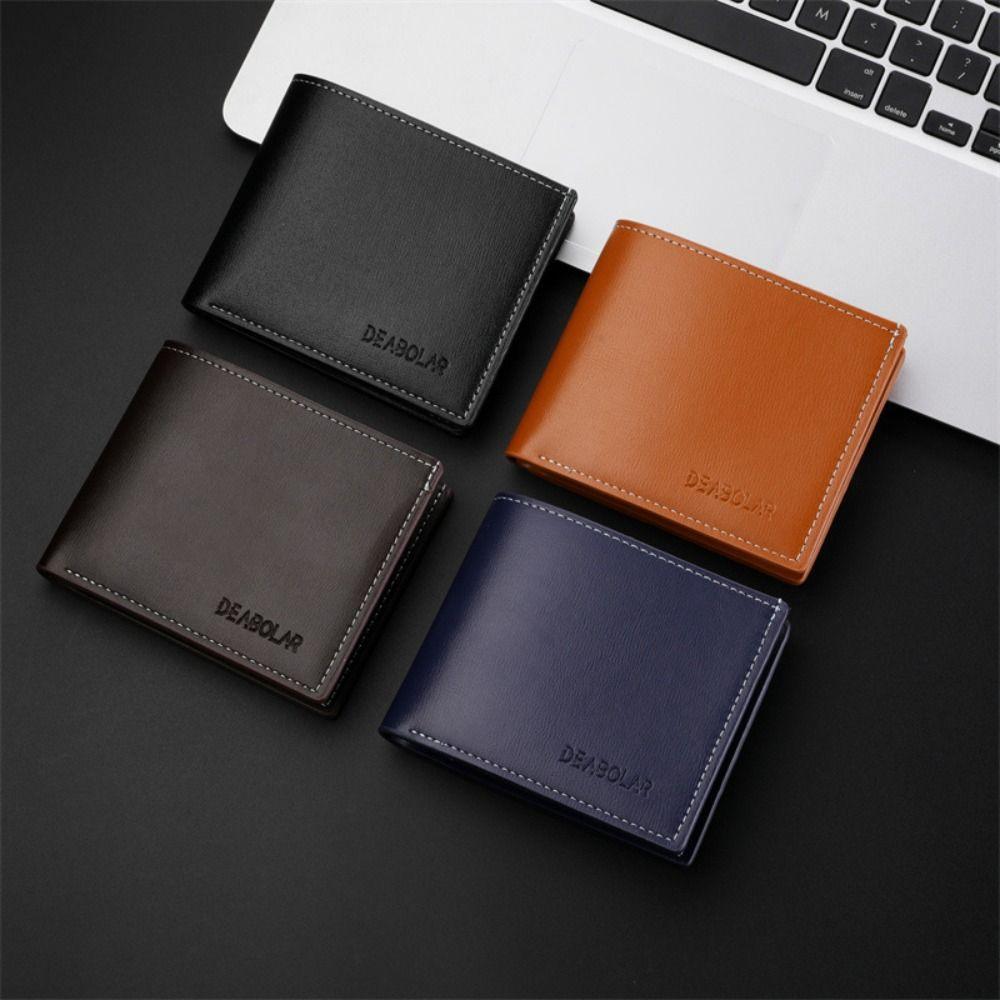 New PU Leather Men Short Wallet Folding Design Large Capacity Credit Card Holder Thin Style Card Packs Men Women