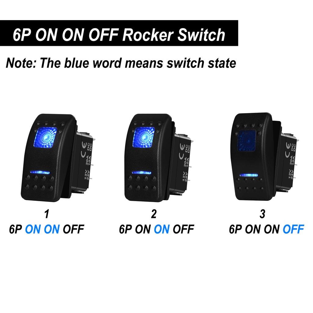 Blue Led Rocker Button Switch SPST DPDT ON Momentary 5Pin/6Pin/7Pin/8Pin/10Pin For Car Marine Boat ARB Parts Camper Accessories
