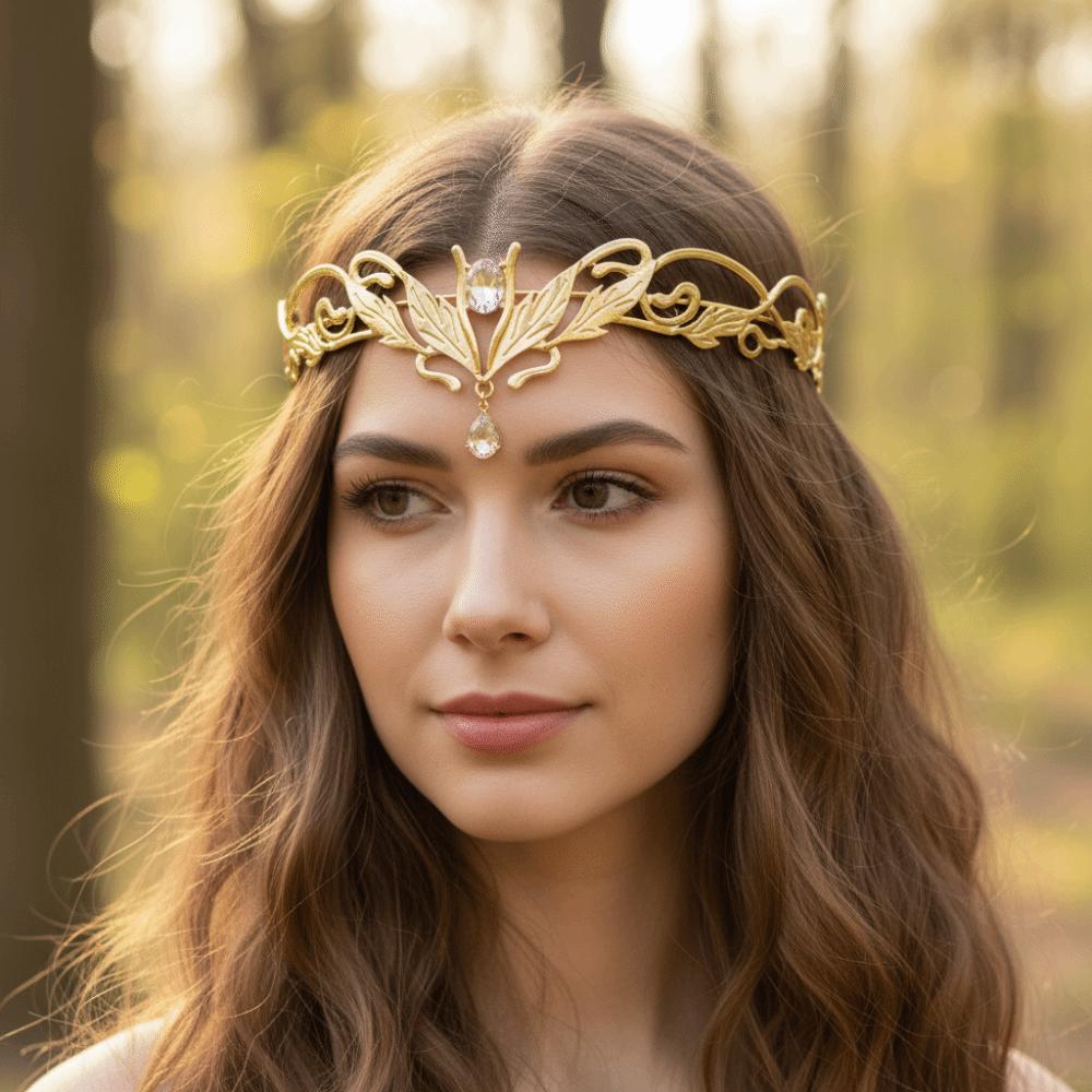 Elegant King Round Elves Crown Baroque Zinc Zinc Alloy Rhinestone Headdress Goddess Tiaras  Wedding Ceremony