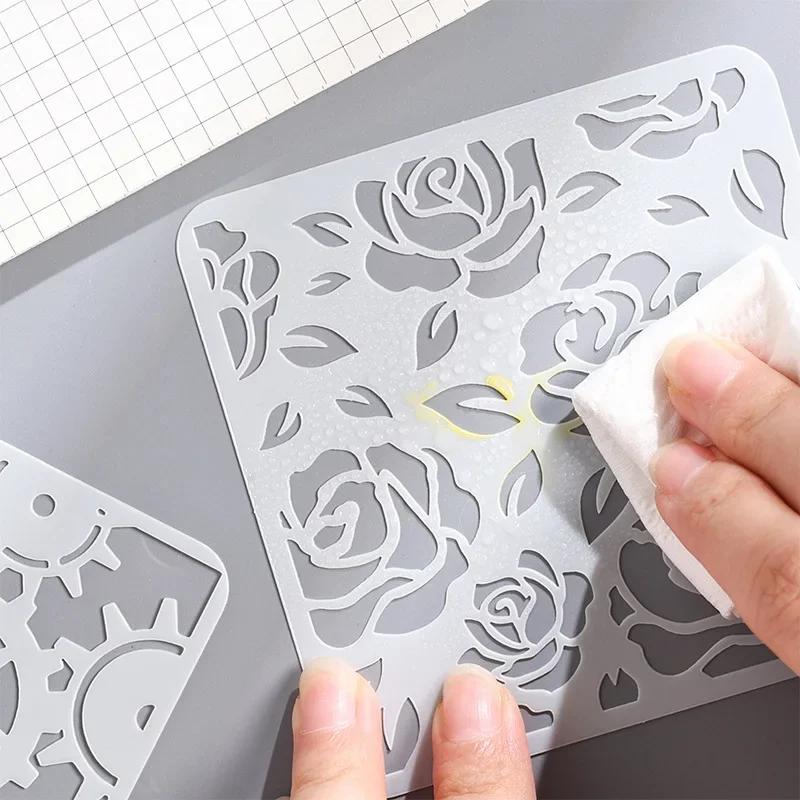 6 stk/sett Tekstursjablonger for maling Sjablonger for maling og dekor Wave Floral Butterfly sjablongmaler Studentrekvisita
