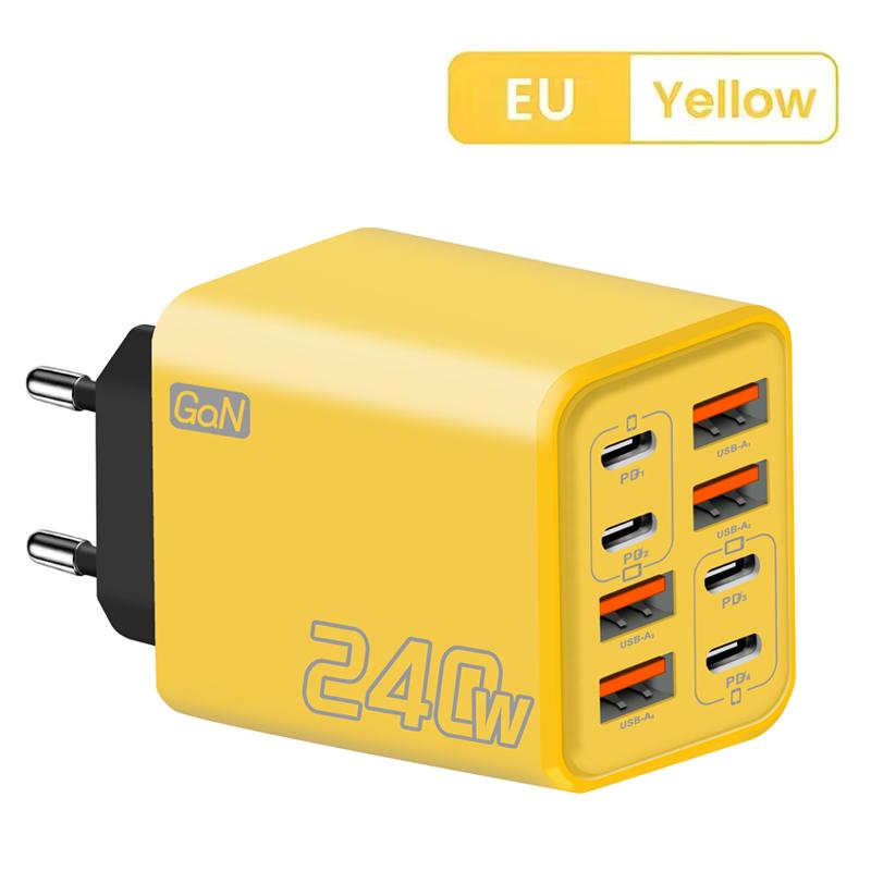 240W GaN USB C Charger 8 in 1 Fast Charging Phone Charger Power Adapter For iPhone Samsung Xiaomi Type C EU/US Plug Wall Charger 4