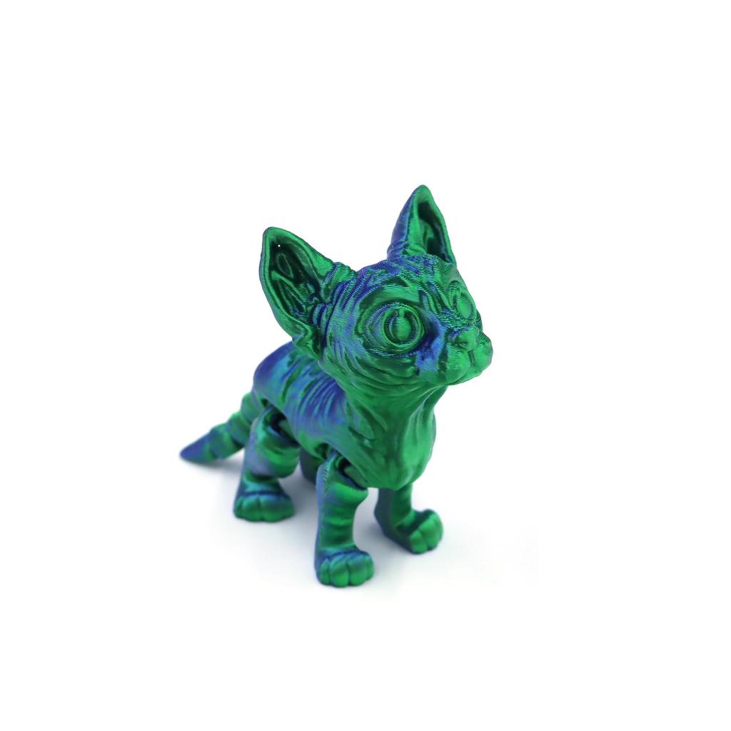 3D Printed Hairless Cat Model: Movable Joint Kitten Toy Ornament