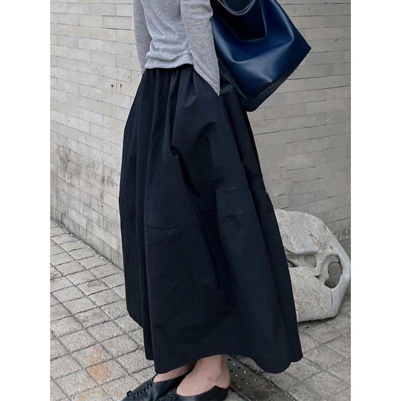 

Awesome X Goods Burst! Bud Skirt Women s Elastic Waist Covering Slim Looking High Waist Mid-Length Swing Long Dress Flower Bud Long Dress S((42.50 kg-50.00 kg)