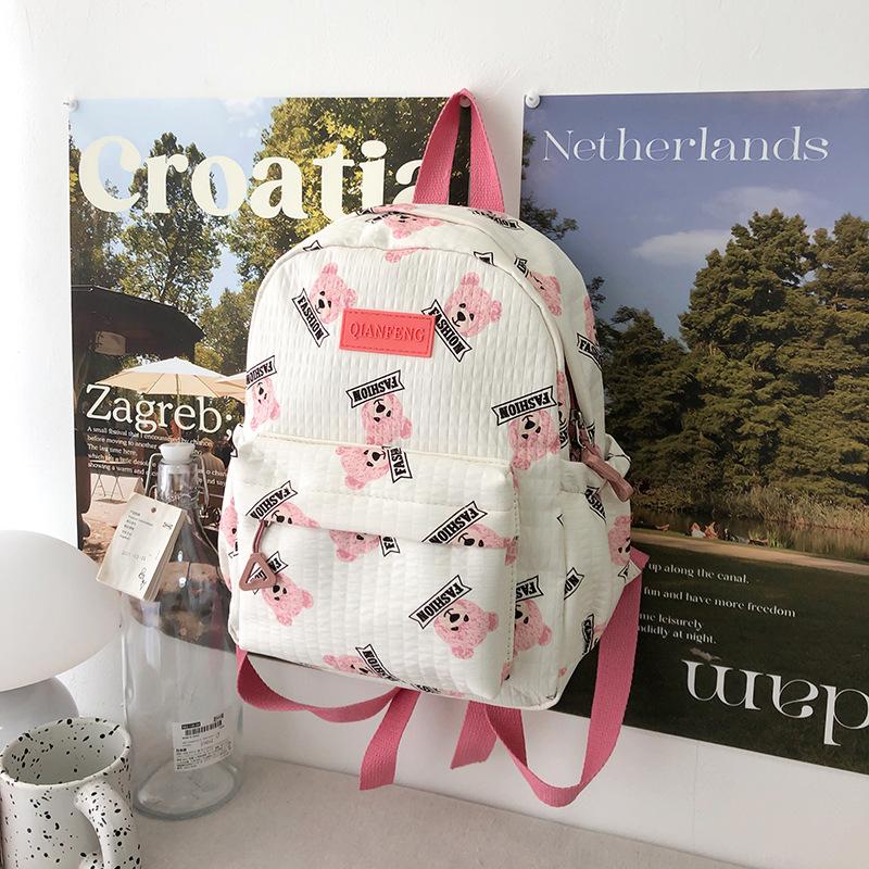 Schoolbag Japanese and Korean fresh and cute wind backpack bear bag junior high school college student simple and versatile lightweight casual