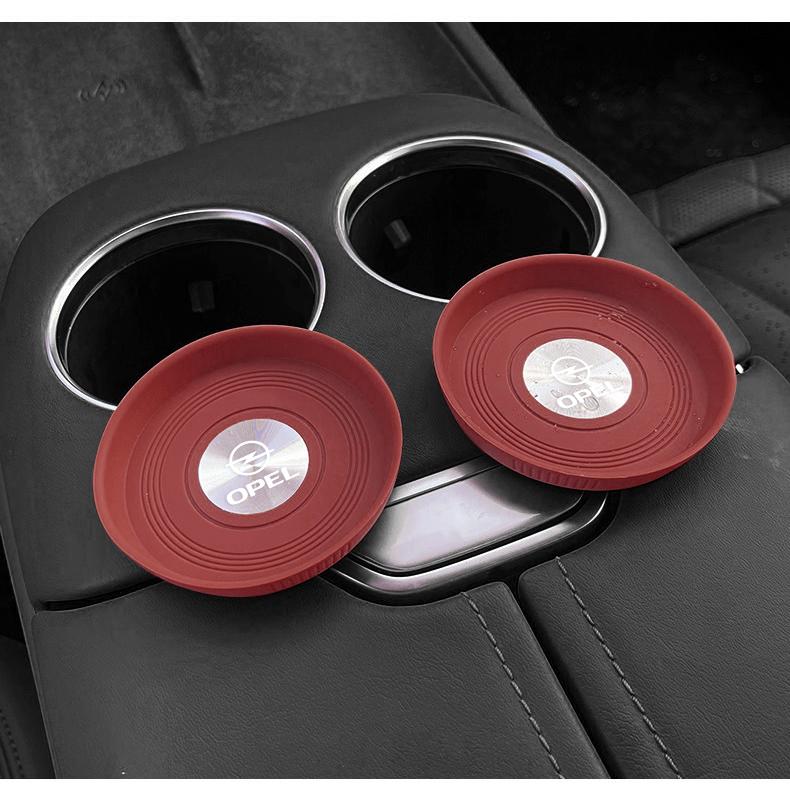 AAAYW1 2Pcs Car Coasters Carbon Fiber Cup Holder Mat For Opel Corsa D Astra Insignia Mokka Car Interior Accessories Decorative Coasters