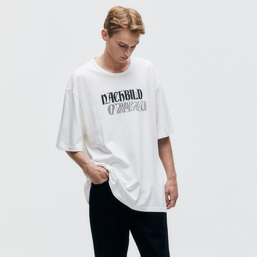 Pinned Look Shadow Print Semi-Oversized Top (Off White) L