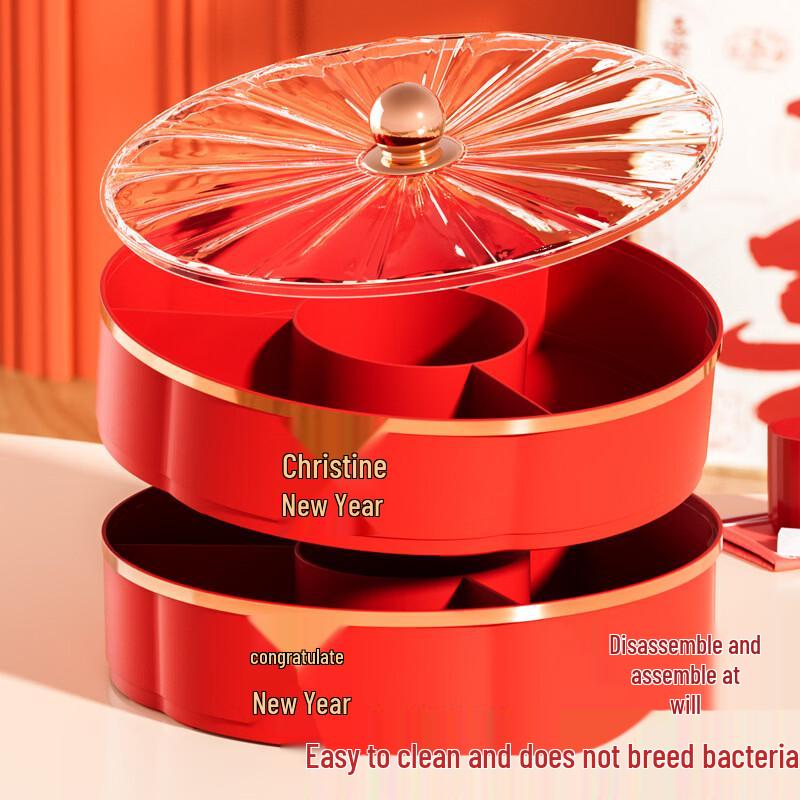 Nyårs dubbellager rund godis- och snacksbox