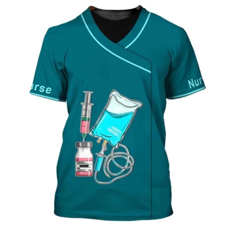 T-shirts de dentistes T-shirt pour femmes T-shirt à col rond Uniforme d'infirmière personnalisé Impression 3D Manches courtes Surdimensionné Femme Décontracté Vêtements pour dames