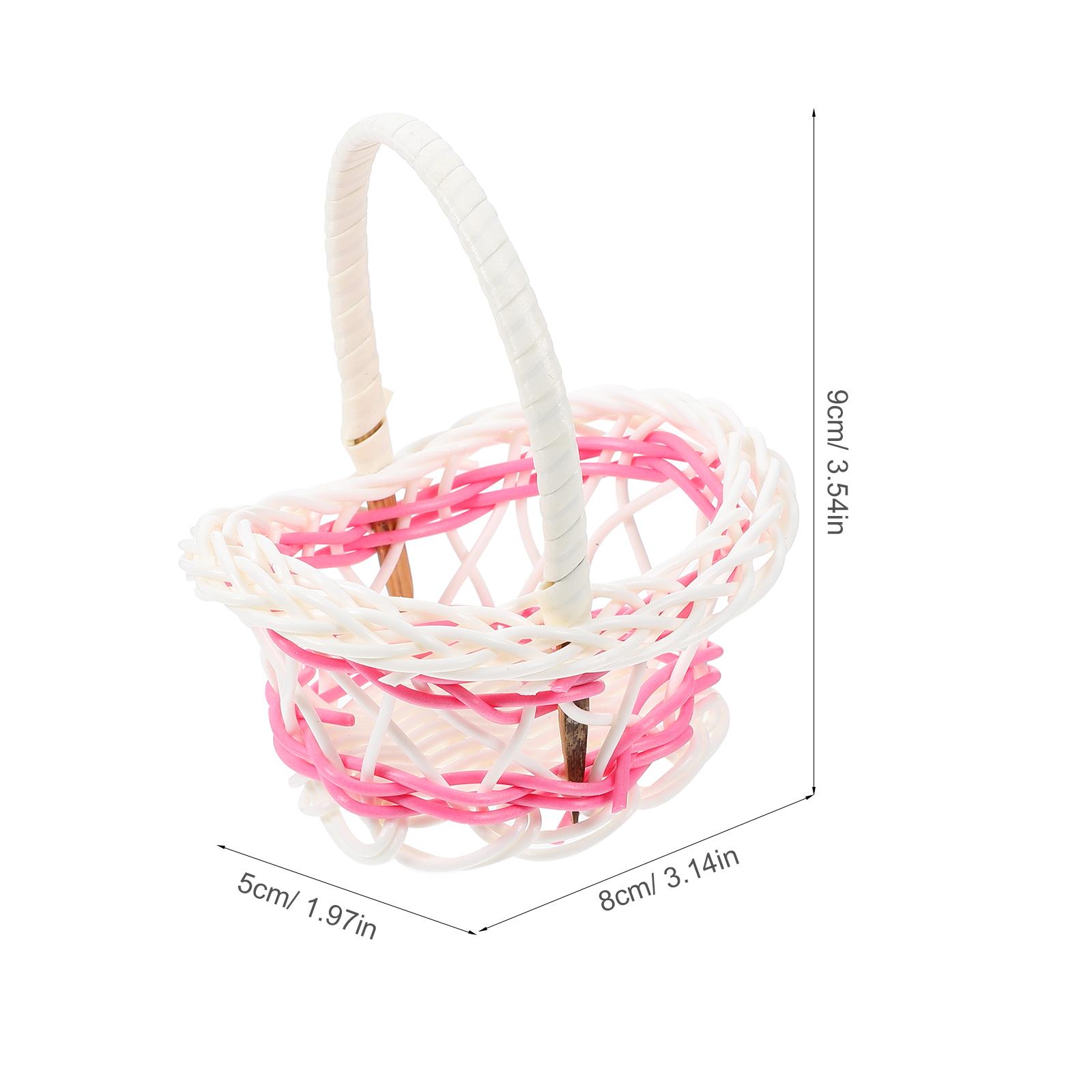 

4Pcs Miniature Woven Flower Basket Portable Handheld Design for Micro Landscape Ornament Home Decor Living Room Decoration Set рожевий