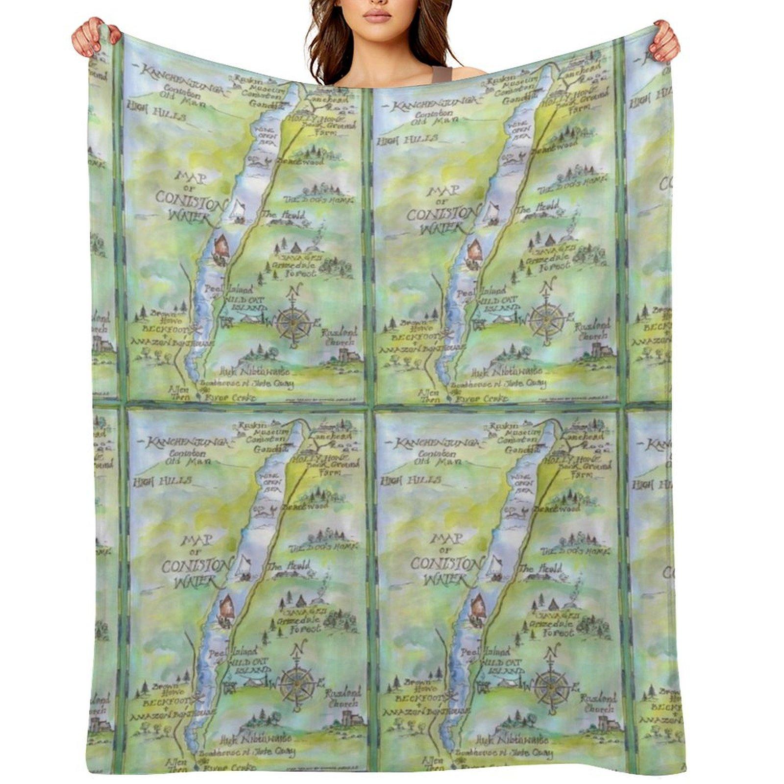 Swallows and Amazons map of Coniston Water - Throw Blanket Moving Loose Kid S Weighted Blankets 30x40in