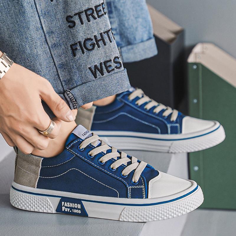 Four Seasons Fashion Street Canvas Sneakers Men's Low-top Lace-up Flats Casual Shoes