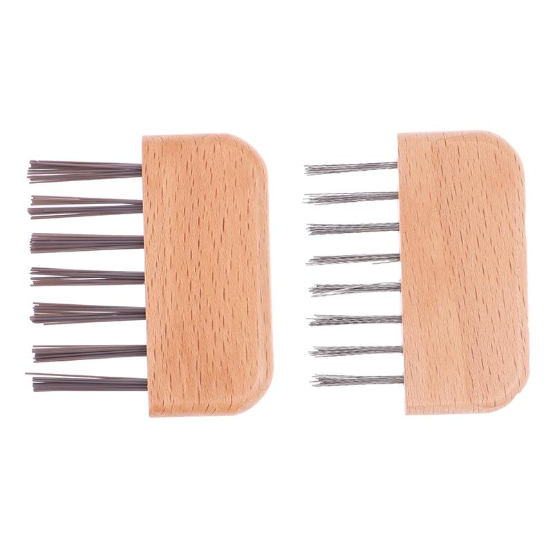 1Pc Wooden Handle Comb Cleaner Delicate Cleaning Removable Hair Brush Comb Cleaner Tool Handle Embeded Tool