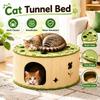 Semi Closed Cat Tunnel Bed Detachable Donut Cat Nest Pet Cave Felt Cat Tunnel  All Season