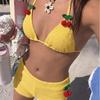 European and American Women's Bikini Two-piece Set, Pit Strip Fabric, Cherry Decoration, Cute Wind Swimsuit, Casual Vacation Swimming