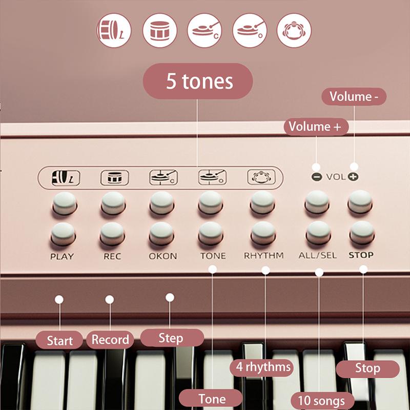 Year Pink Piano Toy For Girls 37 Key Portable Electronic Keyboard With Microphone Birthday