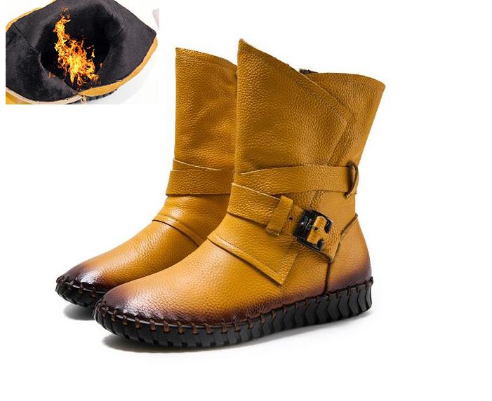 

Fashion GKTINOO 2025 Women s Boots Winter Warm Leather Handmade Retro Flat Boots Flat Shoes Genuine Leather Boots for Women 5