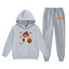 Kids Halloween Hoodie Set Ghost Pumpkin Print Long Sleeve Pullover Sweatshirt with Hood and Matching Pants Casual Outfit for Boys and Girls