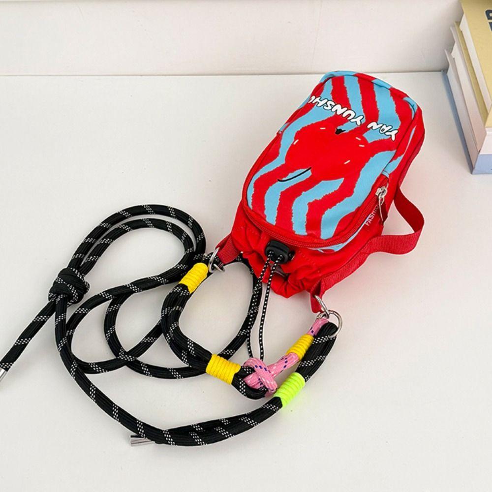 Lightweight Drawstring Crossbody Bag Cartoon Thermal Mugs Carrier Bag Nylon Shoulder Bag Walking