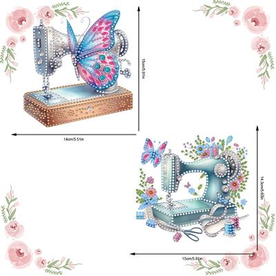 2pcs Sewing Machine Theme 2D/Flat DIY Hanging Diamond Art Kits Diamond Painting Set Diamond Art Pendant Wall Door Decoration