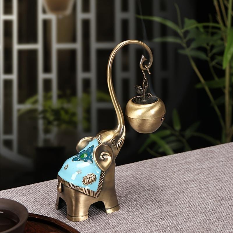 LASODY Elegant Elephant-Shaped Metal Incense Holder Sandalwood Scented Ideal for Christmas Easter Thanksgiving Father'S Mother'S Day Gifts