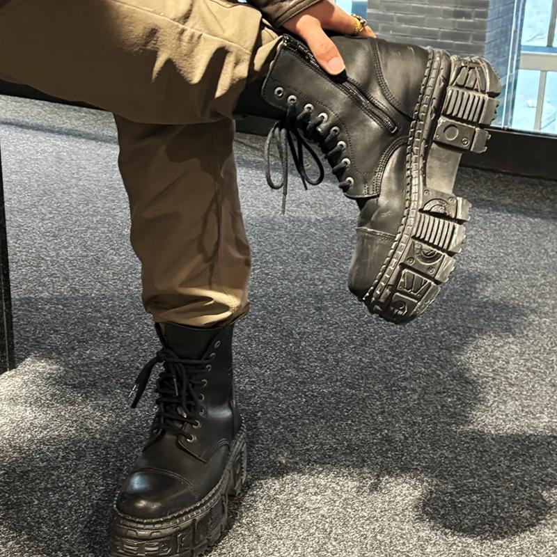 

Испанские универсальные женские ботинки нишевый дизайн шнуровка рыцарские ботинки женские темный панк металл маффин платформа короткие ботинки женские 35