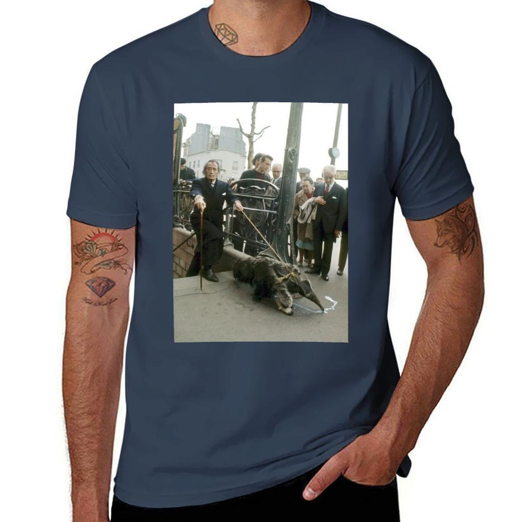 Salvador Dal Takes His Anteater For A Stroll In Paris 1969 Tshirt Sporty Casual Quick Dry Tshirt