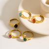 Bague CARLIDANA Style Ethnique Multi-couches Acier Inoxydable Polyvalente Bijoux Haut de Gamme Plaqué Or Coloré Pierre Naturelle Femme