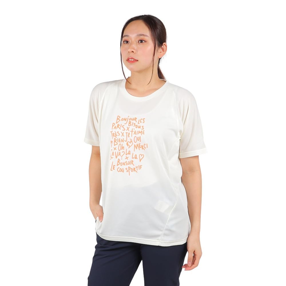 

Coq Spotless Футболка с коротким рукавом с защитой от УФ-лучей, уменьшающая потоотделение QMWXJA03 EWH [Le Sportif] (Семейные формы) Влагоотводящий, Быстросохнущий, Эластичный, (УПФ15),