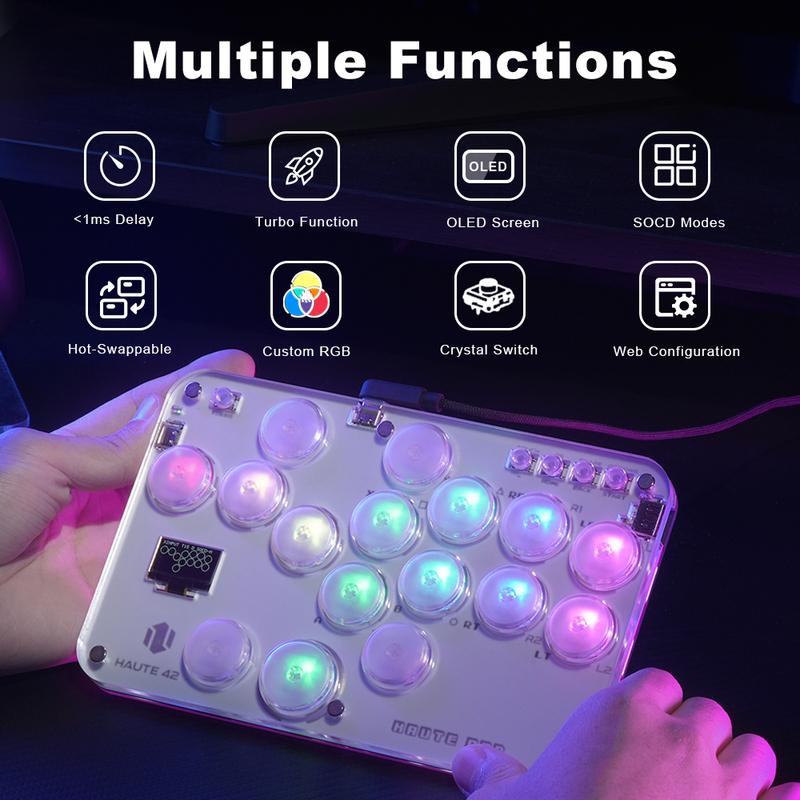 Haute42 Arcade Joystick Hitbox Leverless Controller Fight Sticks For PC / Ps4 /Switch Mini Hitbox Fighting Game Arcade Stick