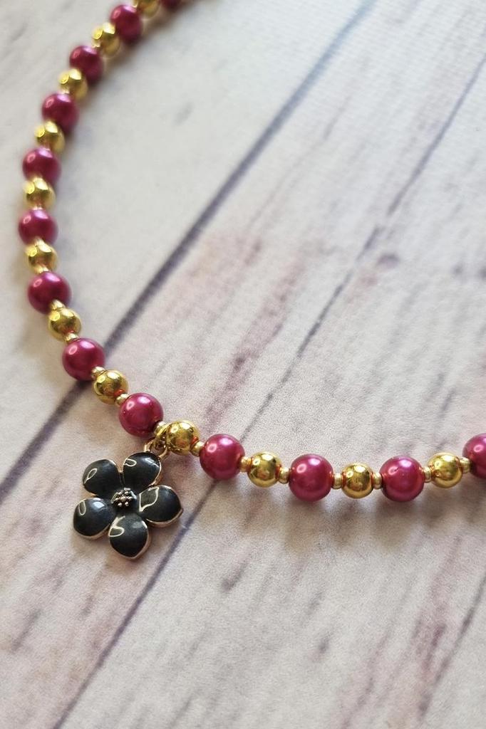 Handmade Choker Necklace with Flower Pendant