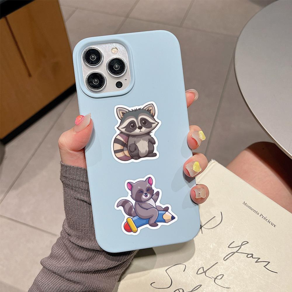 60 Pegatinas Graffiti de Animal Mapache Mapache Decorativas para Cuaderno Maleta Dibujos Animados