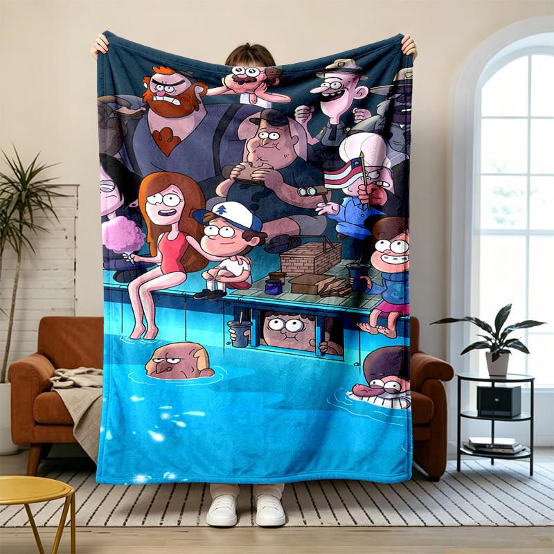 Gravity Falls Měkký a pohodlný flanel Vhodný na pohovky obývací pokoje venovní kempování cestování a také skvělý dárek k výročí