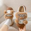 Winter leather warm cotton slippers indoor non-slip thick-soled plush home plush cute cartoon cotton shoes