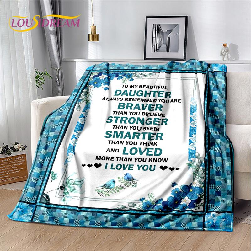 To My Daughter Son Grandedaughter Letter Christmas Present New Year Blanket,Soft Throw Blanket for Home Bedroom Bed Sofa Cover