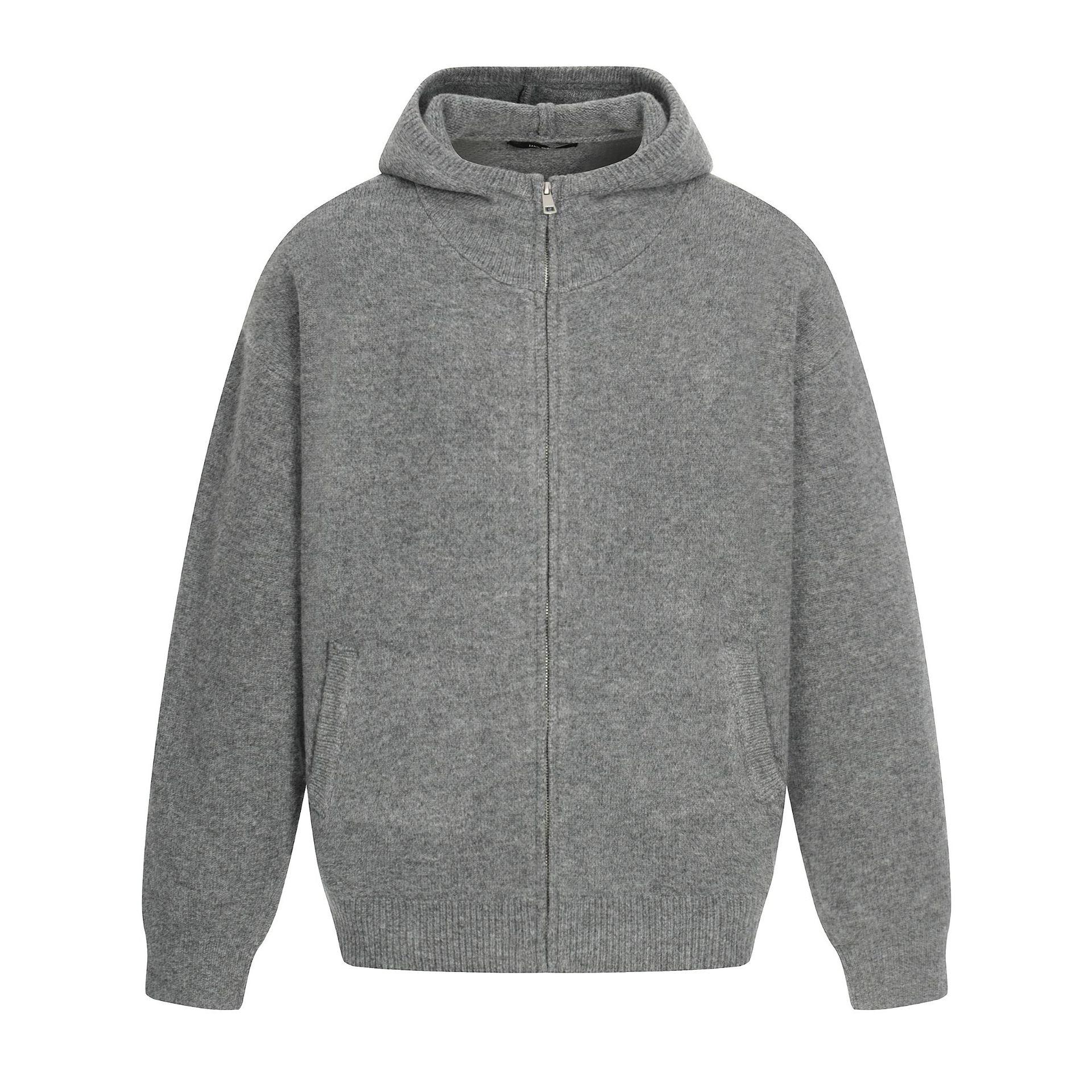 

11KN Retro Wool Knit Hoodie Unisex - Loose, Simple, High-End Casual Sweater Small хізер сірий колір
