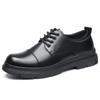 2025 spring new leather shoes men's breathability increases casual business dress lace-up black high-end wedding new