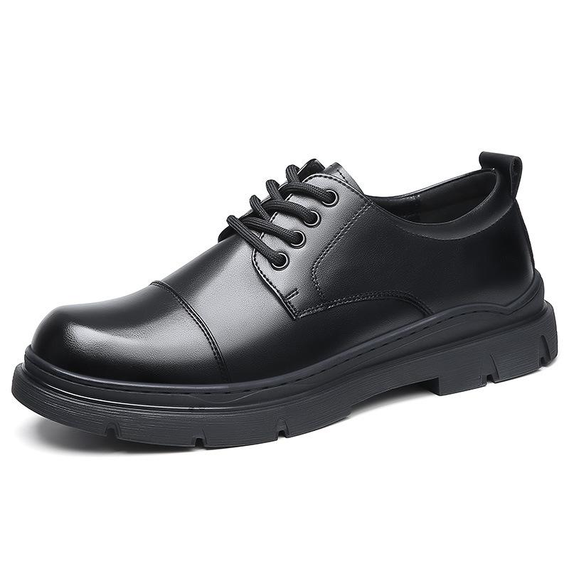 2025 spring new leather shoes men's breathability increases casual business dress lace-up black high-end wedding new