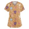 Women V Neck Short Sleeve Printed Heart Pattern Top Casual Loose Fit Pullover Blouse Tunic Shirt For Daily Wear