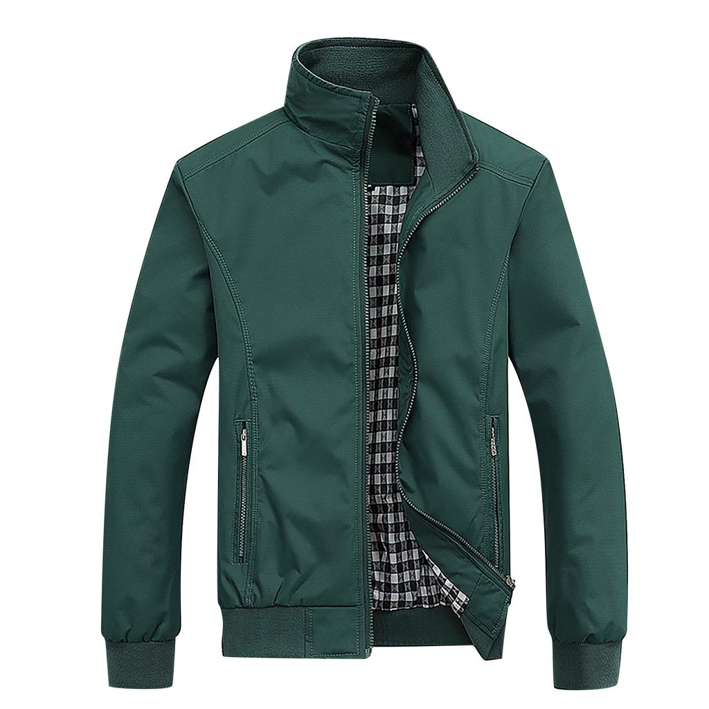 Men's Lapel Jacket Solid Casual Zipper Pocket Coat