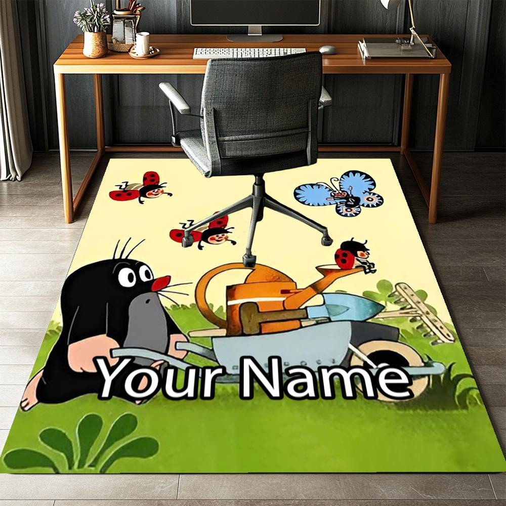 Custom Name Krtek Printed Carpet, Rug for Office Chair Living Room Bedroom Kitchen Room Decor Gifts.