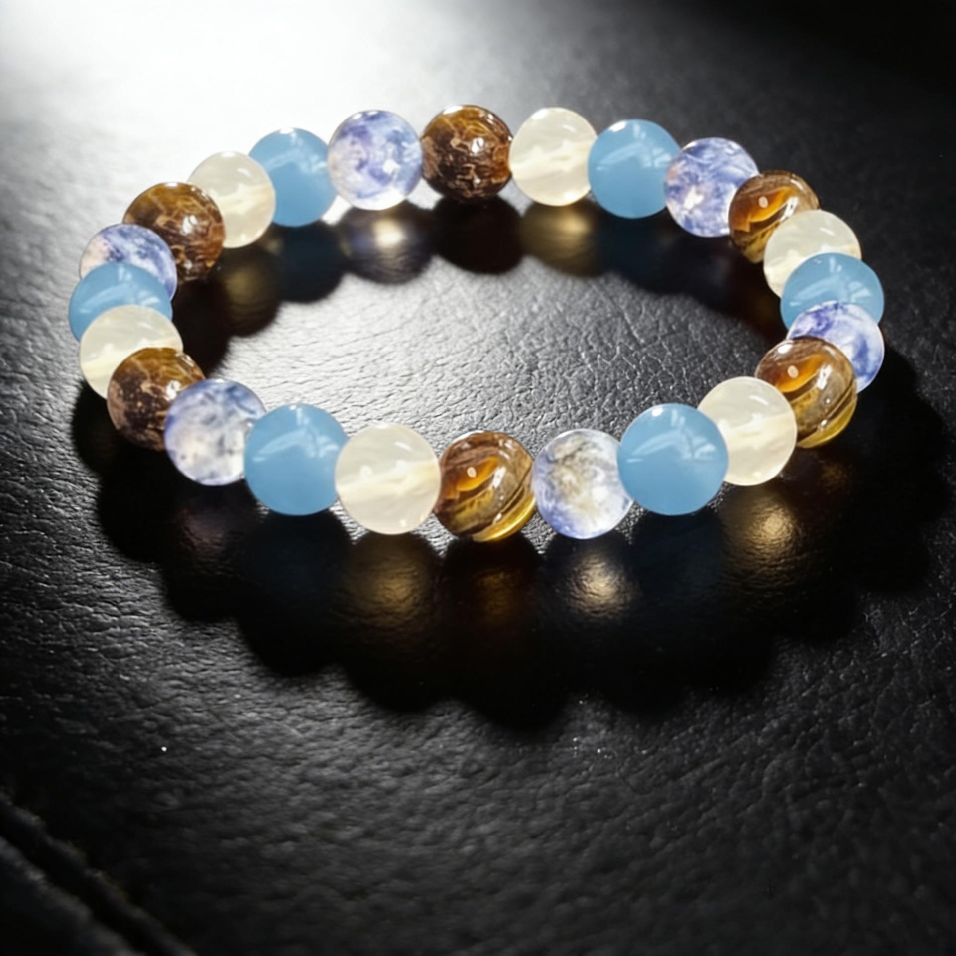 Хрустальный браслет, браслет из бусин тигрового глаза, модный мужской эластичный энергетический браслет