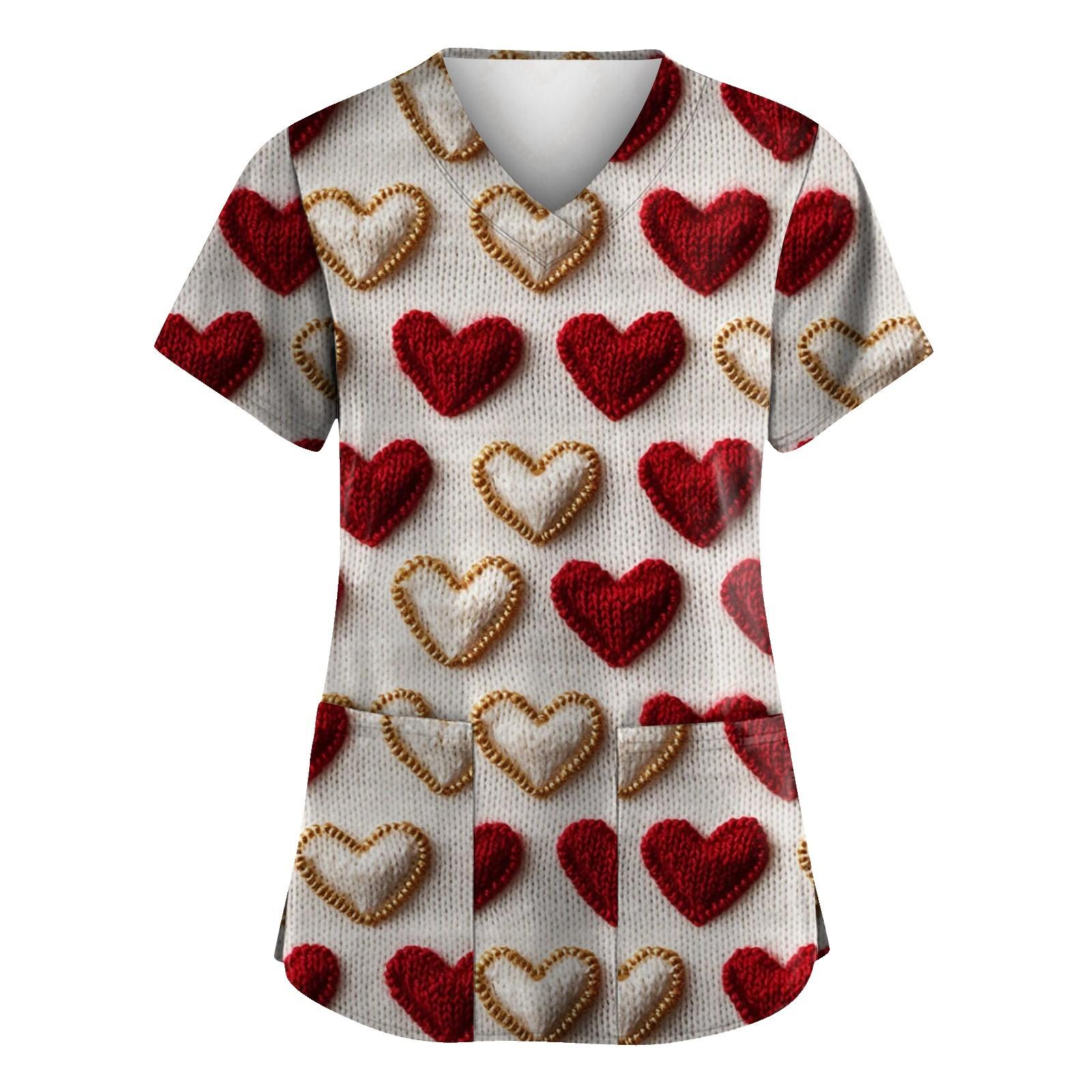 

С Днем святого Валентина, женская мода, V-образный вырез, короткий рукав, рабочая одежда с карманами L бежевый