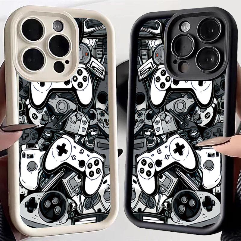 Ins Trendy Game Controller Full Print Shockproof Phone Case for iPhone 17  16 15 14 13 12 11 Pro Max Hard Shell Material Cover