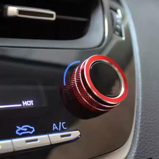 For Toyota Corolla Cross -2024 Red Car Air Condition Knob Button Ring Cover