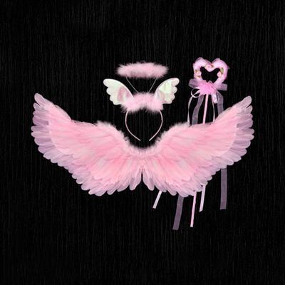 Cosplay-Engelsflügel, Engelsflügel-Set für Kinder mit Stirnband und Feenstab, Kunstfeder-Engels-Cosplay-Flügel für Halloween-Cosplay-Auftritt