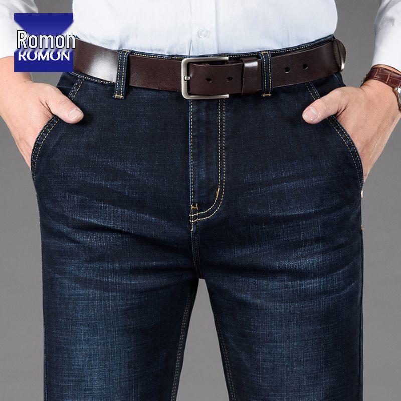 Romon Herren Straight-Leg Stretch Jeans - Herbst/Winter 2025: Vielseitige lässige lange Hosen für Mittelalte