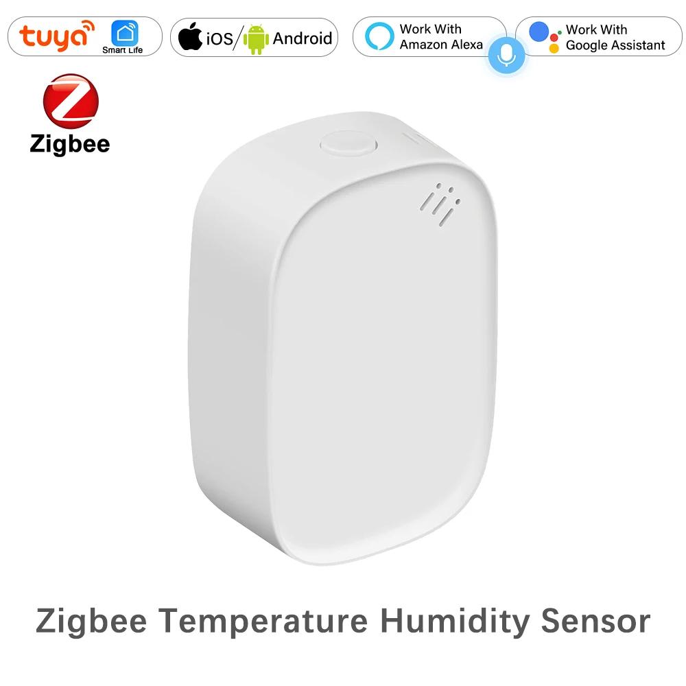 Tuya Zigbee Smart Temperature and Humidity Sensor Detector Battery Powered ZigBee Hub App Monitoring Work With Alexa Google Home