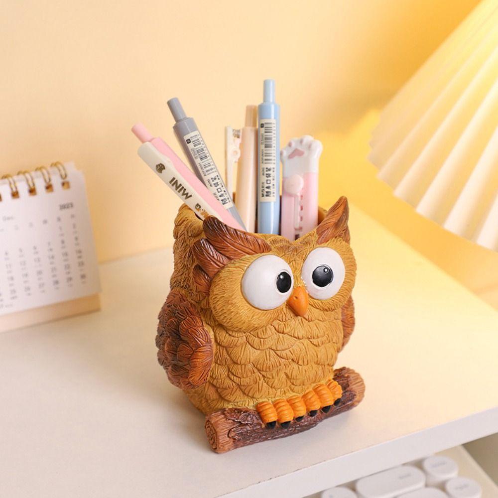 Cute Owl Planter Cartoon Animal Vase Creative Pen Container  Dried Flower