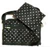 [USED] LeSportsac shoulder bag, black with pink polka dots